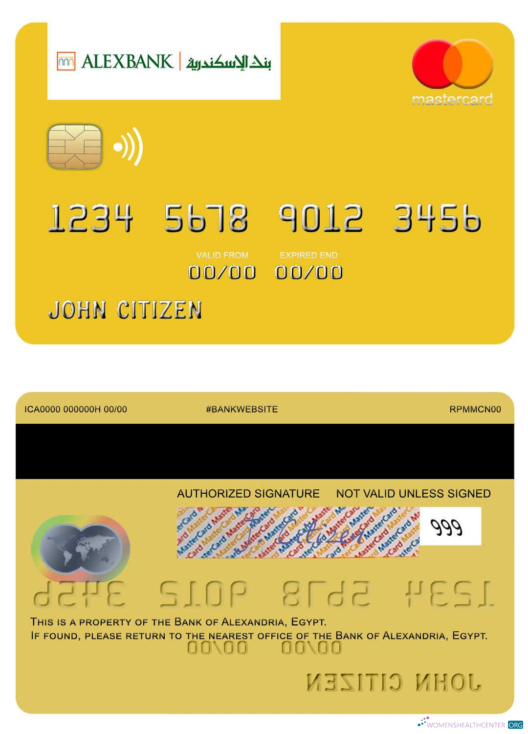 Download Egypt Bank of Alexandria mastercard Photoshop template
